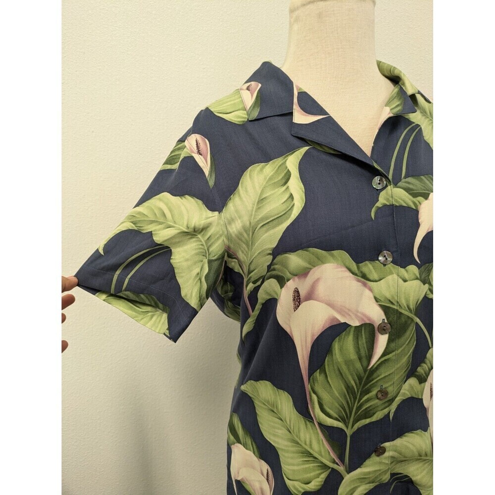 100% Silk Tommy Bahama Floral Hawaiian Top Wrap Skirt Set sz M Lily Resortwear - Picture 3 of 14